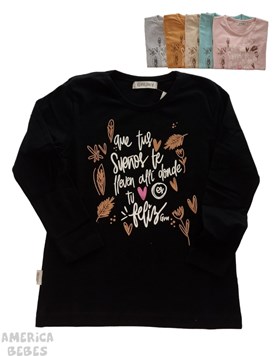 REMERA NENA MANGA LARGA FRASES Y DESEOS GRUNY