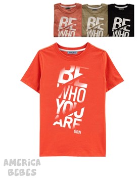 REMERA MANGA CORTA PARA NENE ESTAMPADA BE WHO YOU ARE GRUNY