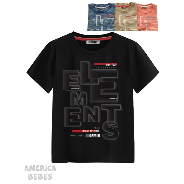 REMERA MANGA CORTA PARA NENE ESTAMPADA ELEMENTS GRUNY