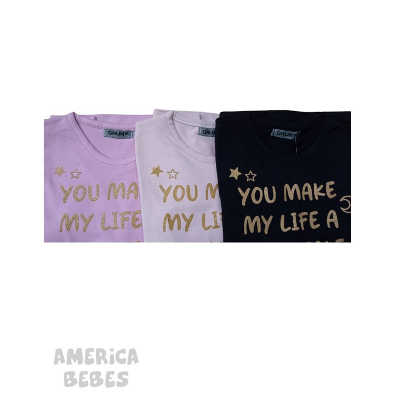 REMERA NENA MANGA LARGA ESTAMPADA YOU MAKE GRUNY