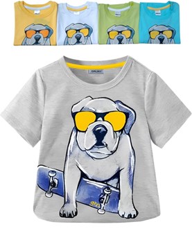 REMERA MANGA CORTA BEBE ESTAMPA PERRO PATINERA GRUNY