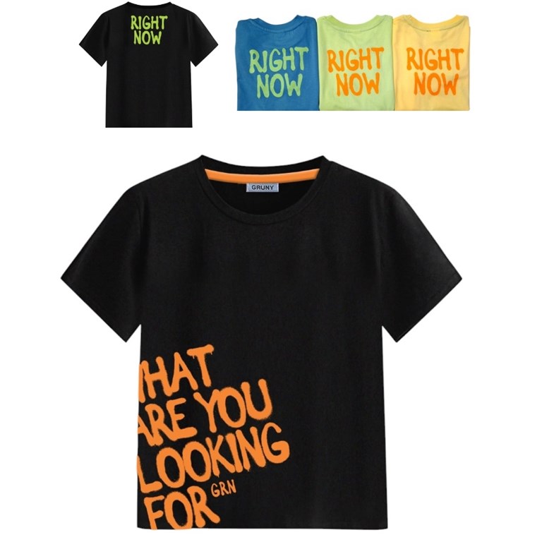 REMERA MANGA CORTA NENE ESTAMPA 'WHAT ARE YOU LOOKING FOR'. GRUNY