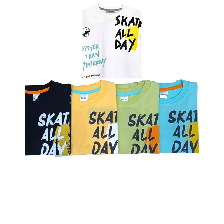 REMERA MANGA CORTA NENE ESTAMPA 'SKATE ALL DAY' GRUNY