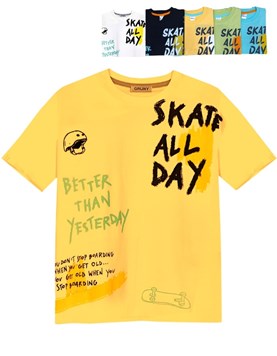 REMERA MANGA CORTA NENE ESTAMPA 'SKATE ALL DAY' GRUNY