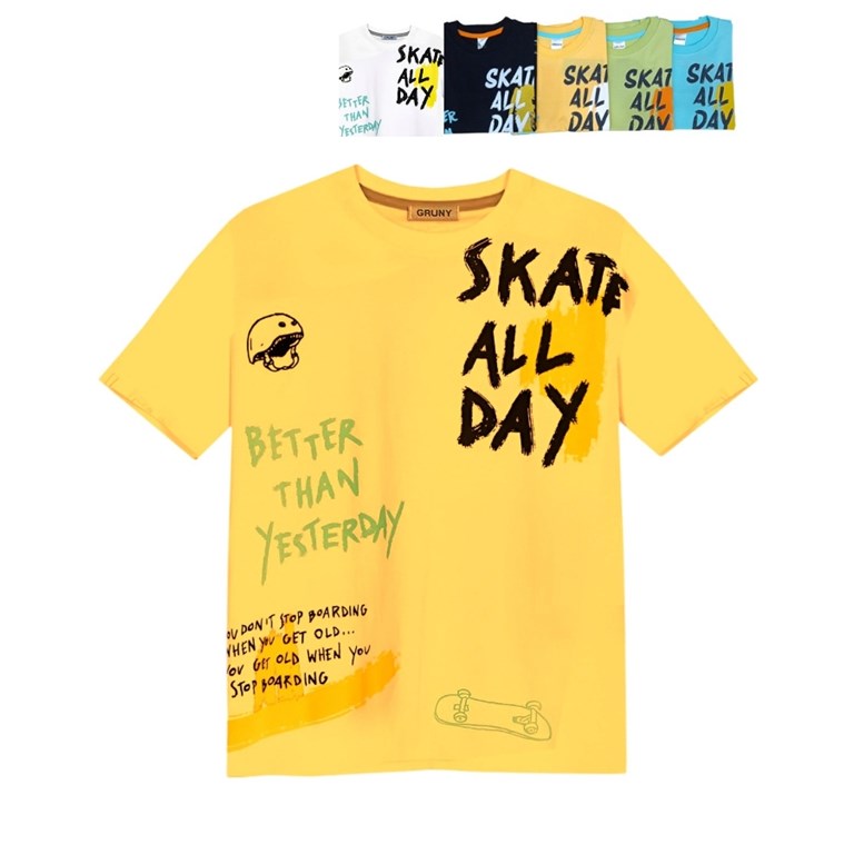 REMERA MANGA CORTA NENE ESTAMPA 'SKATE ALL DAY' GRUNY