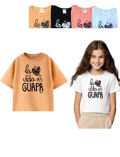 REMERA MANGA CORTA NENA ESTAMPA 'LA VIDA ES GUAPA'. GRUNY