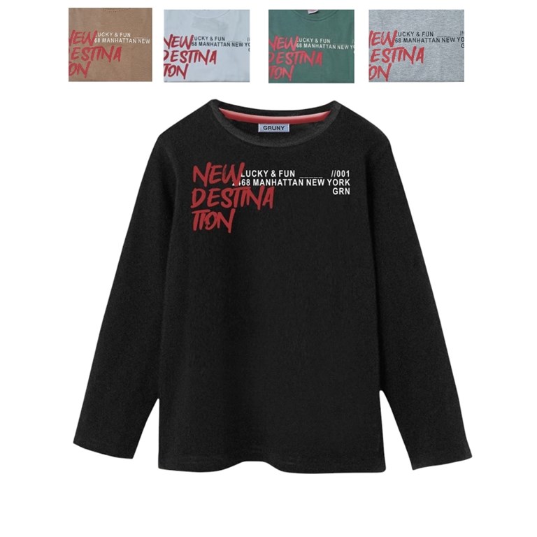 REMERA NENE MANGA CORTA ESTAMPA ' NEW DESTINATION'. GRUNY