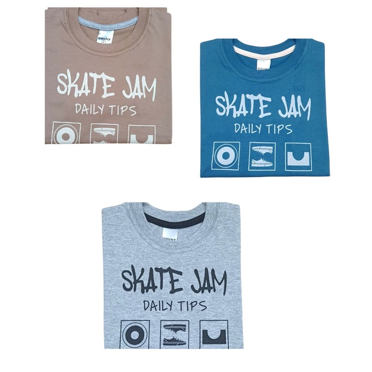 REMERA MANGA LARGA PARA NENE ESTAMPA 'SKATE JAM'. GRUNY