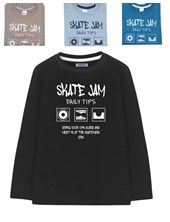 REMERA MANGA LARGA PARA NENE ESTAMPA 'SKATE JAM'. GRUNY