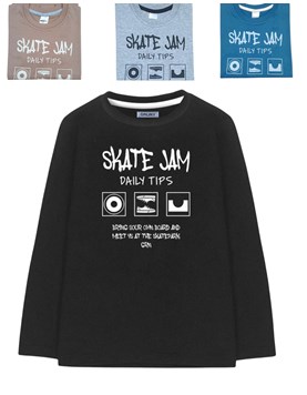 REMERA MANGA LARGA PARA NENE ESTAMPA 'SKATE JAM'. GRUNY
