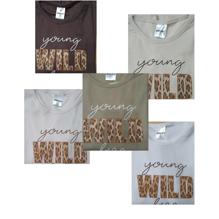 REMERA NENA MANGA LARGA RIB DE ALGODÓN, ESTAMPA 'YOUNG WILD FREE. GRUNY