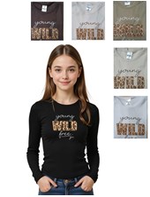 REMERA NENA MANGA LARGA RIB DE ALGODÓN, ESTAMPA 'YOUNG WILD FREE. GRUNY