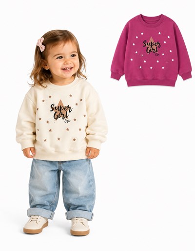 BUZO BEBA FRISA ESTASMPA 'SUPER GIRL'. GRUNY