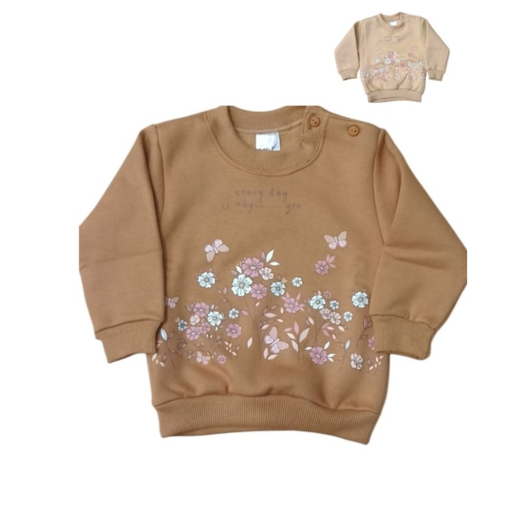 BUZO BEBA FRISA ESTAMPA FLORES Y MARIPOSAS. GRUNY