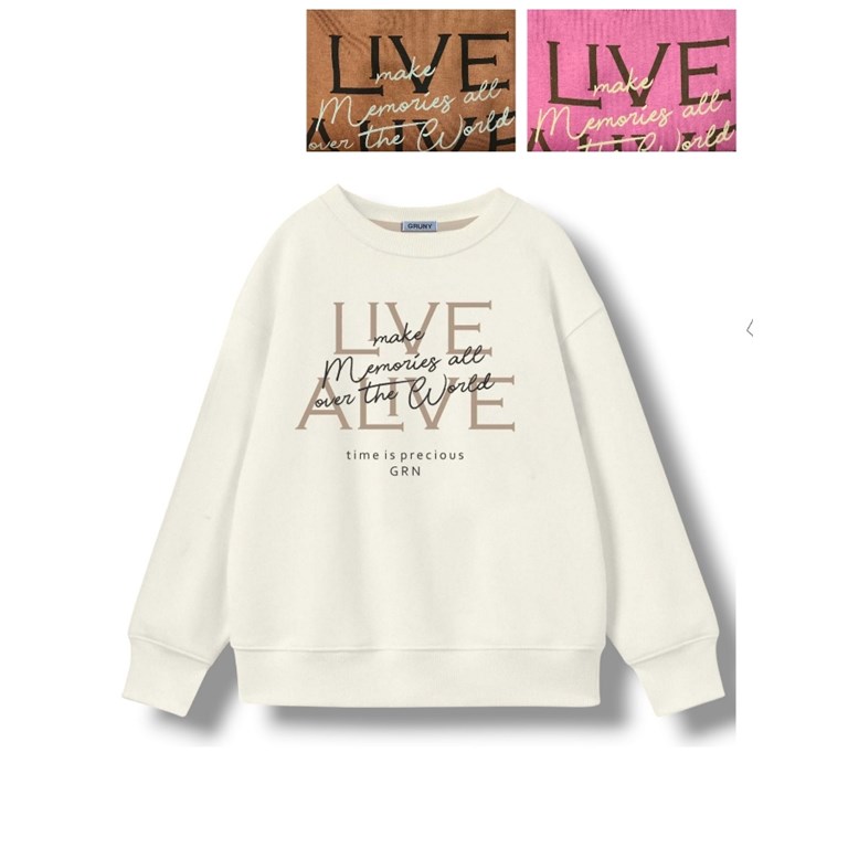 BUZO DE FRIZA CUELLO REDONDO ESTAMPA 'LIVE ALIVE'. GRUNY