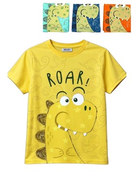 Remera de bebe manga corta estampa dino roar.Gruny