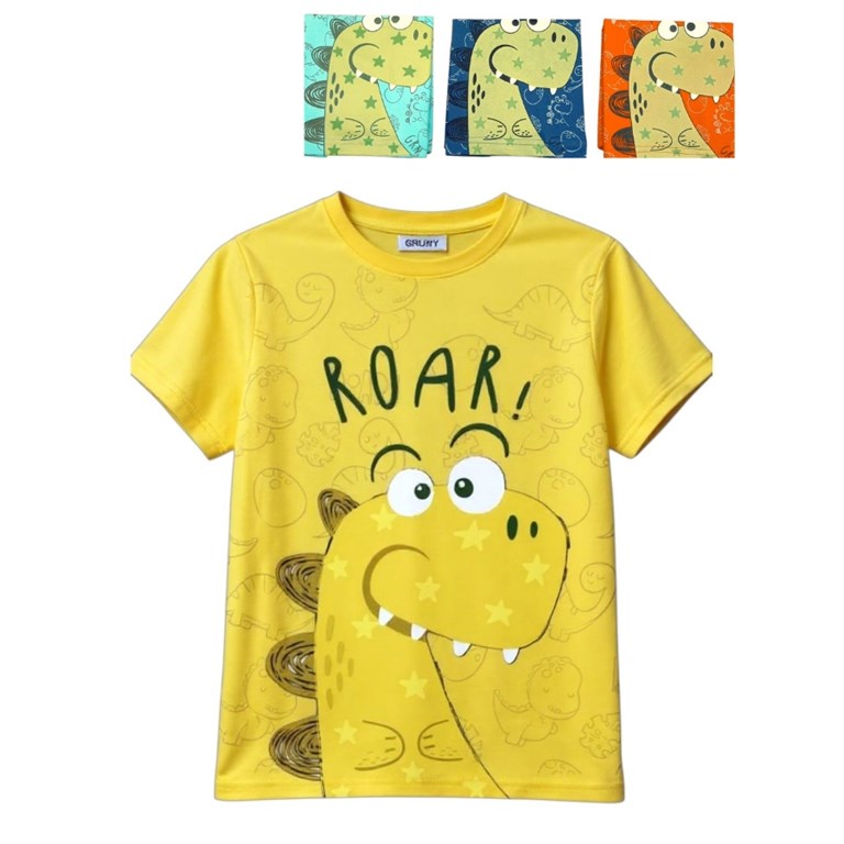 Remera de bebe manga corta estampa dino roar.Gruny
