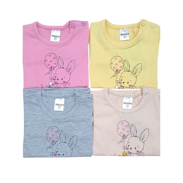 REMERA MANGA CORTA PARA BEBA  ESTAMPA CONEJO. GRUNY