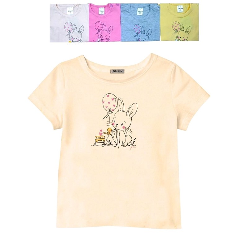 REMERA MANGA CORTA PARA BEBA  ESTAMPA CONEJO. GRUNY
