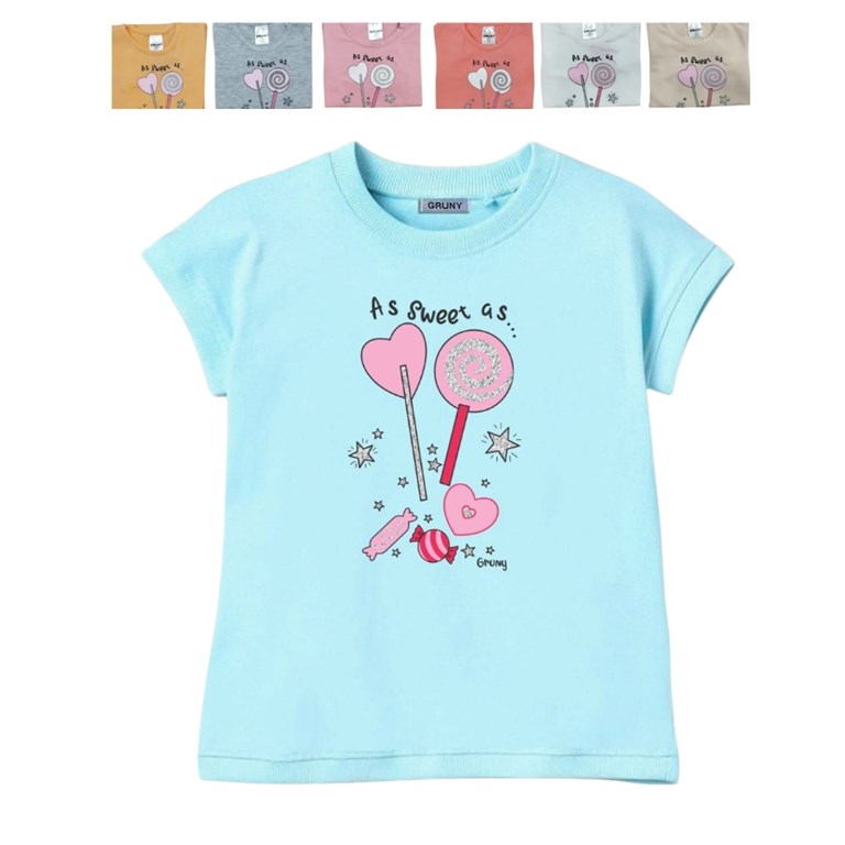 REMERA MANGA CORTA PARA BEBA ESTAMPA GOLOSINAS. GRUNY