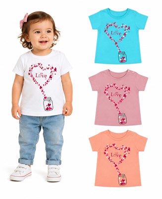 REMERA MANGA CORTA PARA BEBA ESTAMPA CORACON 'LOVE'. GRUNY