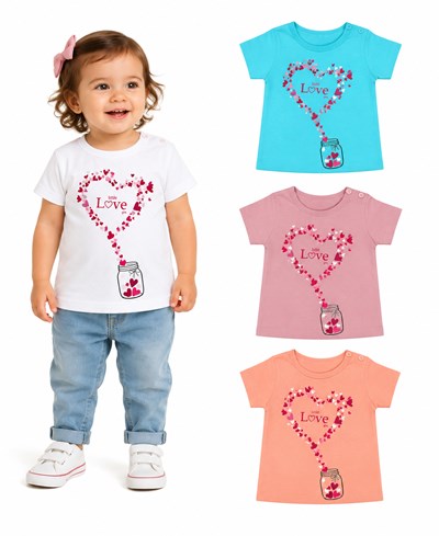 REMERA MANGA CORTA PARA BEBA ESTAMPA CORACON 'LOVE'. GRUNY
