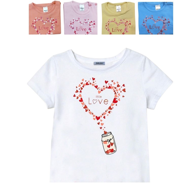 REMERA MANGA CORTA PARA BEBA ESTAMPA CORACON 'LOVE'. GRUNY