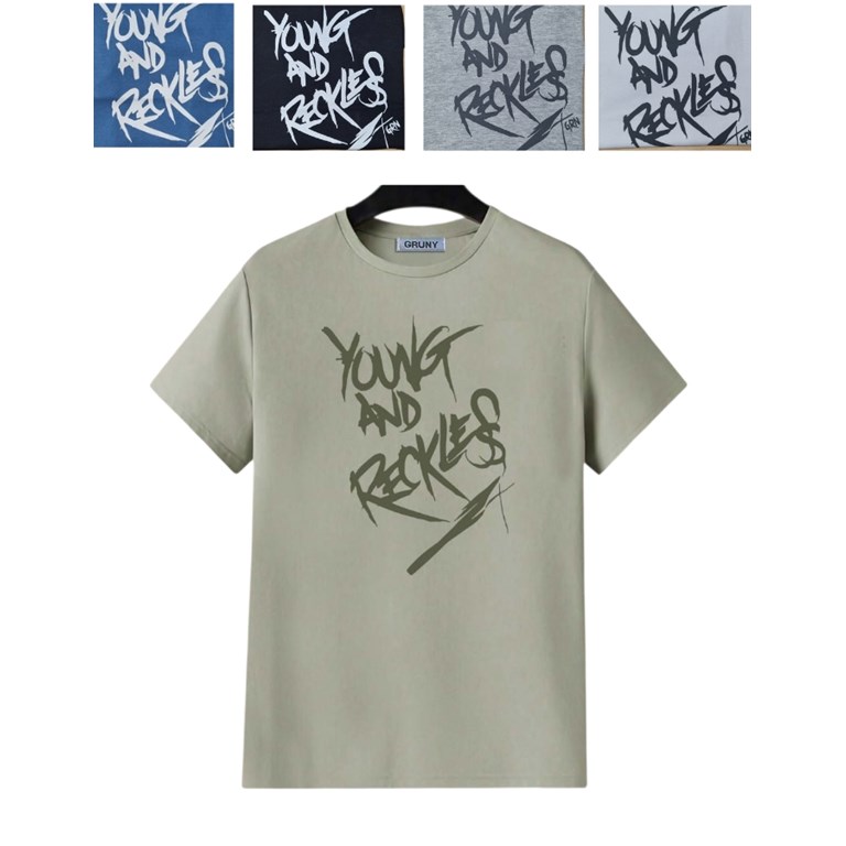 REMERA MANGA CORTA PARA NIÑO ESTAMPA 'YOUNG AND RECKLESS'. GRUNY