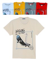 Remera de nene manga corta estampada skateboard.Gruny