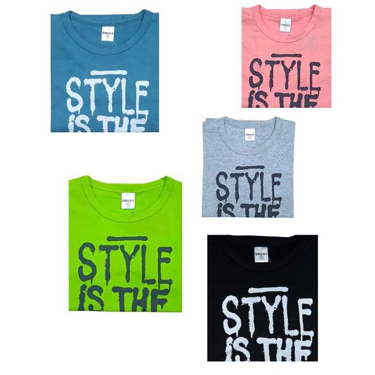 REMERA MANGA CORTA PARA NIÑO ESTAMPA 'STYLE IS THE LIMIT'. GRUNY