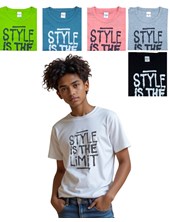 REMERA MANGA CORTA PARA NIÑO ESTAMPA 'STYLE IS THE LIMIT'. GRUNY