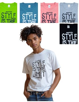 REMERA MANGA CORTA PARA NIÑO ESTAMPA 'STYLE IS THE LIMIT'. GRUNY