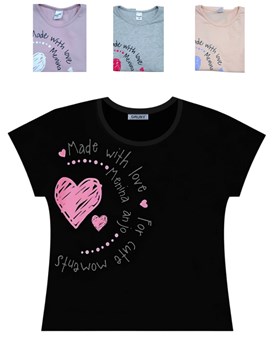 Remera de nena manga corta estampa love.Gruny