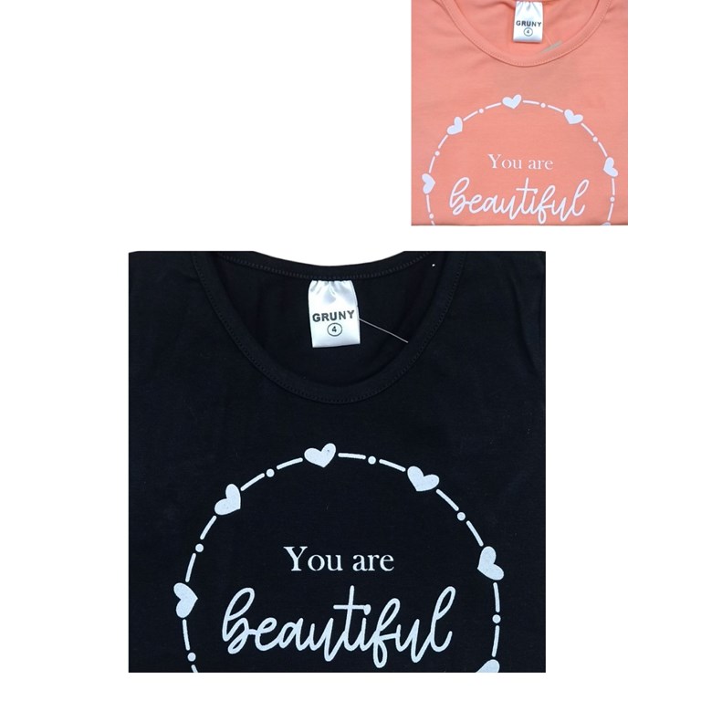 REMERA MANGA CORTA PARA NIÑA ESTAMPA 'BEAUTIFUL'. GRUNY