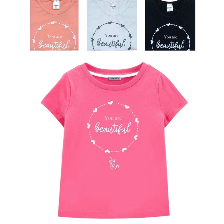 REMERA MANGA CORTA PARA NIÑA ESTAMPA 'BEAUTIFUL'. GRUNY