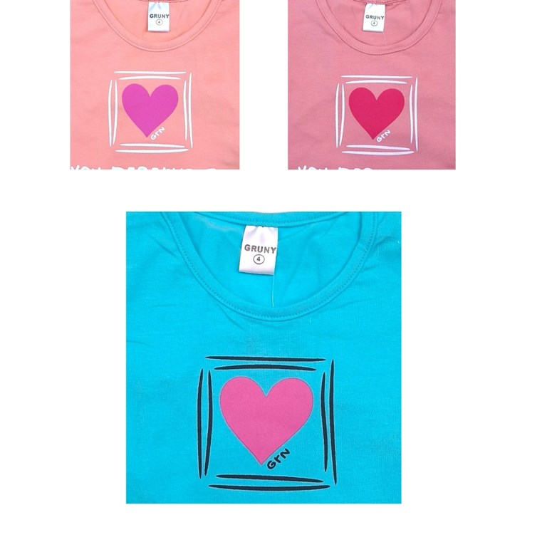 REMERA MANGA CORTA PARA NIÑA ESTAMPA CORAZON. GRUNY