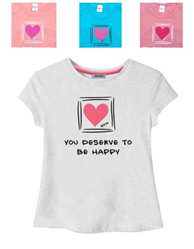 REMERA MANGA CORTA PARA NIÑA ESTAMPA CORAZON. GRUNY