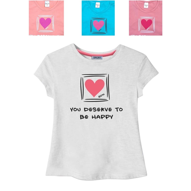 REMERA MANGA CORTA PARA NIÑA ESTAMPA CORAZON. GRUNY
