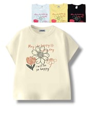 REMERA MANGA CORTA PARA NIÑA ESTAMPA FLORES. GRUNY