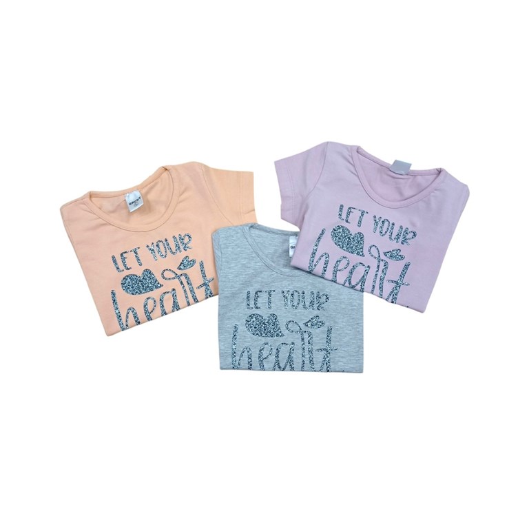 Remera manga corta para nena estampa let your heart shine.Gruny