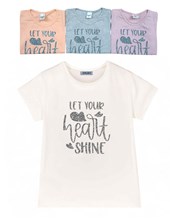 Remera manga corta para nena estampa let your heart  shine.Gruny