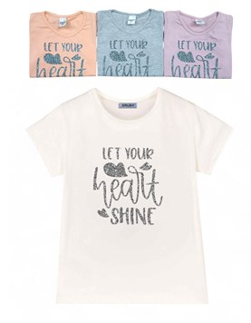 Remera manga corta para nena estampa let your heart shine.Gruny