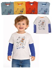 REMERA MANGA LARGA PARA BEBE  DE JERSEY ESTAMPA COHETE. GRUNY