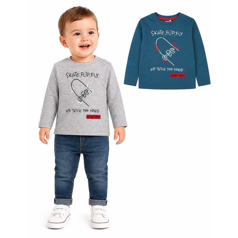 REMERA MANGA LARGA CON ESTAMPA PARA BEBE. GRUNY