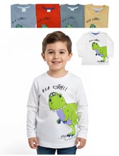 REMERA MANGA LARGA PARA BEBE ESTAMPA DINOSAURIO. GRUNY