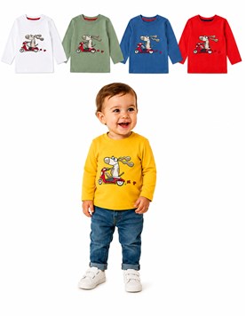 REMERA MANGA LARGA PARA BEBE, ESTAMPA MOTO. GRUNY