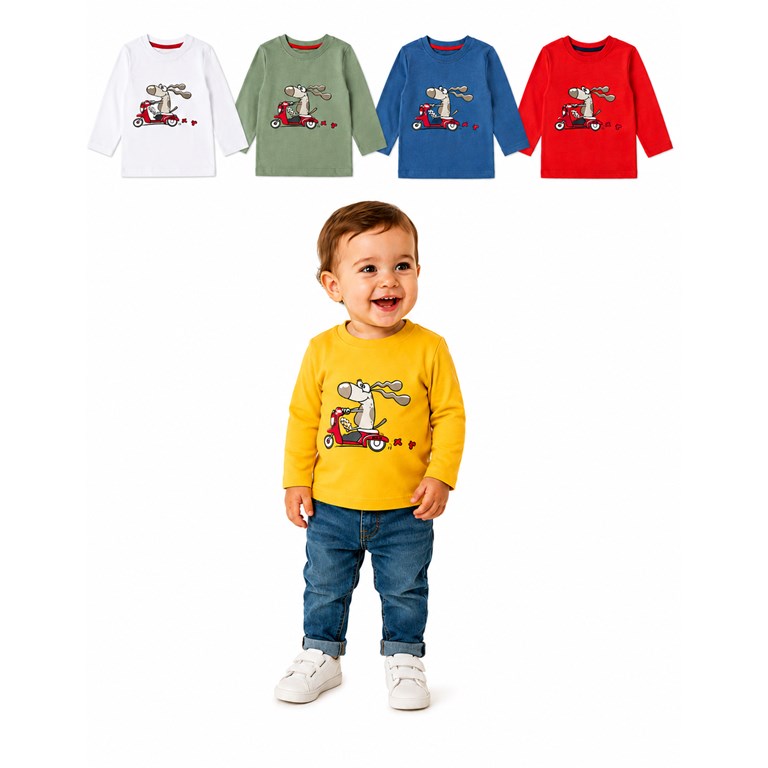 REMERA MANGA LARGA PARA BEBE, ESTAMPA MOTO. GRUNY