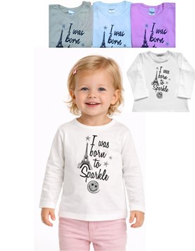 REMERA PARA BEBA MANGA LARGA CON ESTANPA TORRE EIFFEL. GRUNY