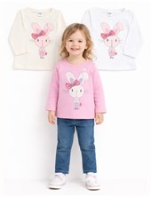 REMERA MAG LARGA PARA BEBA, ESTAMPA CONEJACON MOÑO. GRUNY