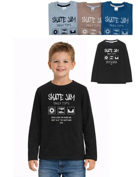 REMERA NENE MANGA LARGA ESTAMPA CENTRAL 'SKATE JAM'. GRUNY